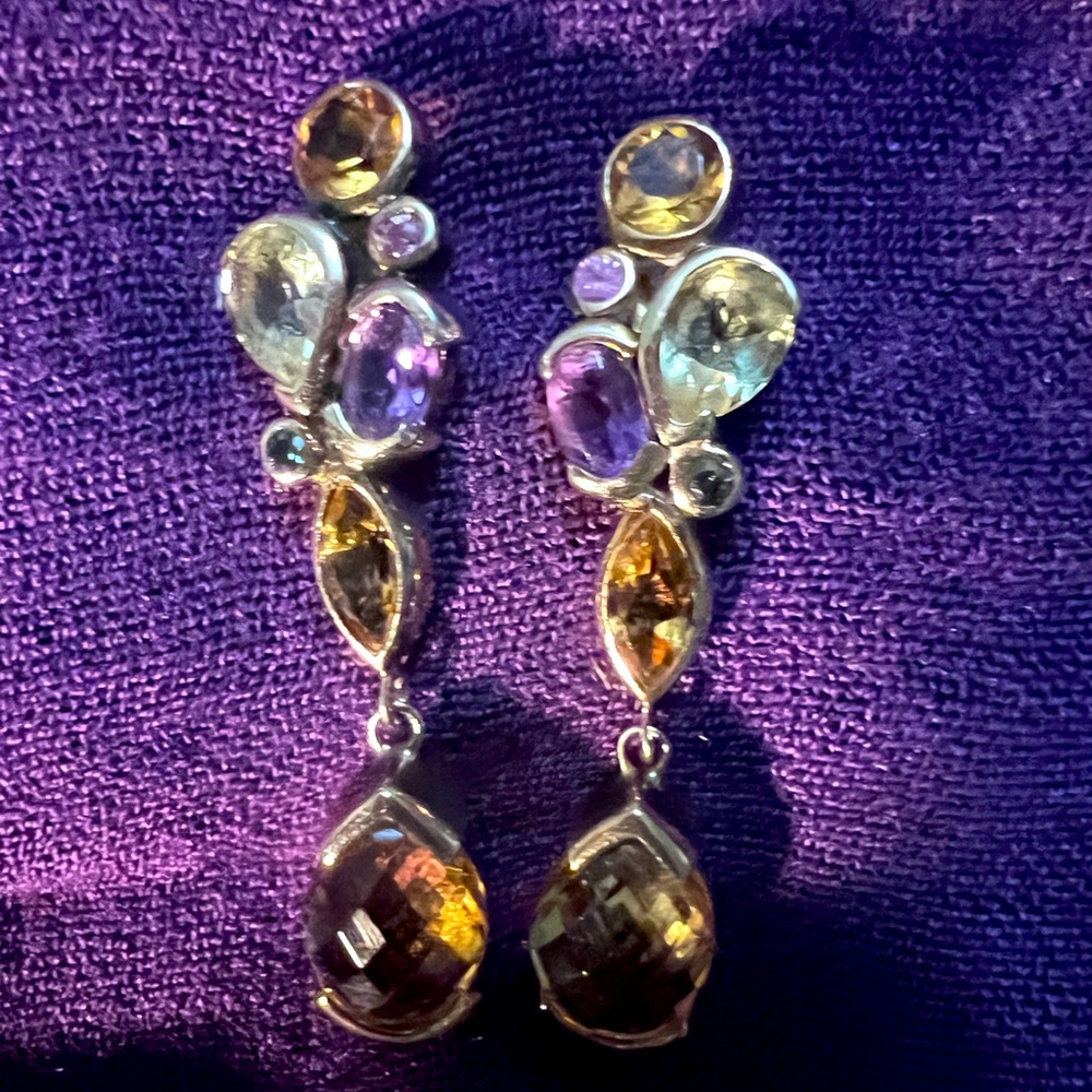 Elegant Gold and Silver Drop Earrings